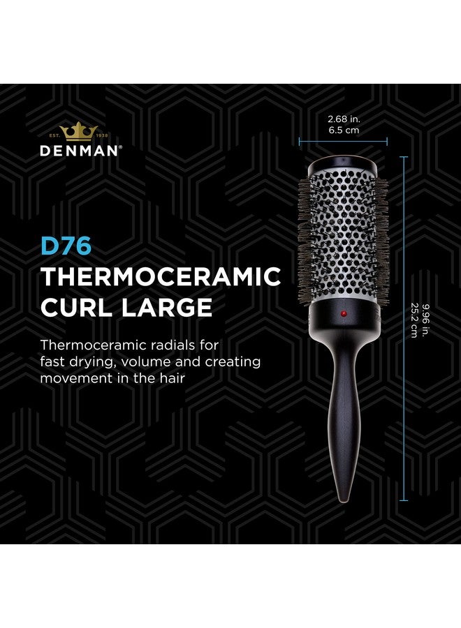 دنمان فرشاة شعر دائرية من Denman (D76) مصنوعة من السيراميك الحراري مزودة بفتحات تهوية مع شعيرات نايلون لتجفيف سريع وتكثيف الشعر وخلق حركة فيه، باللونين الأسود والأبيض - Image 2