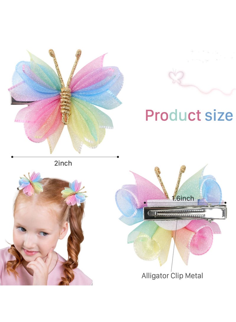 10 قطع من مشابك الشعر الصغيرة على شكل فراشة من التول الشبكي ودبابيس الشعر الملونة على شكل فراشة وإكسسوارات شعر الزفاف للفتيات الصغيرات والنساء وديكور الحفلات على شكل فراشة من التول - Image 4