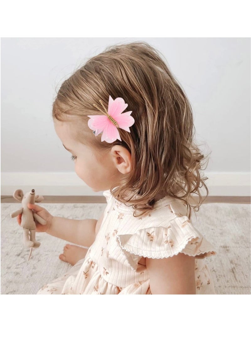 10 قطع من مشابك الشعر الصغيرة على شكل فراشة من التول الشبكي ودبابيس الشعر الملونة على شكل فراشة وإكسسوارات شعر الزفاف للفتيات الصغيرات والنساء وديكور الحفلات على شكل فراشة من التول - Image 2