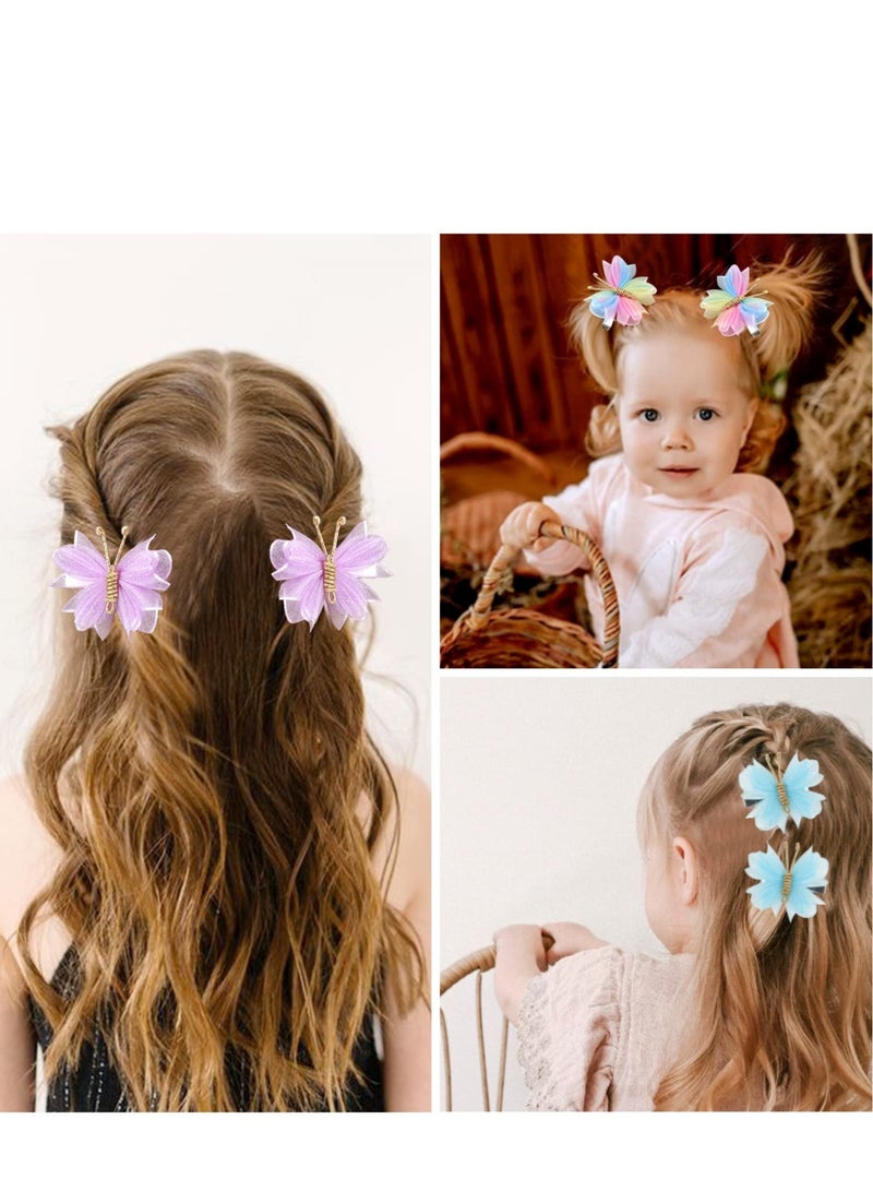 10 قطع من مشابك الشعر الصغيرة على شكل فراشة من التول الشبكي ودبابيس الشعر الملونة على شكل فراشة وإكسسوارات شعر الزفاف للفتيات الصغيرات والنساء وديكور الحفلات على شكل فراشة من التول - Image 3