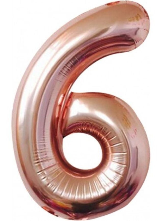 DecoLoral DECOR ME Rose Gold colour 32inch Number Foil Balloon (No-6)