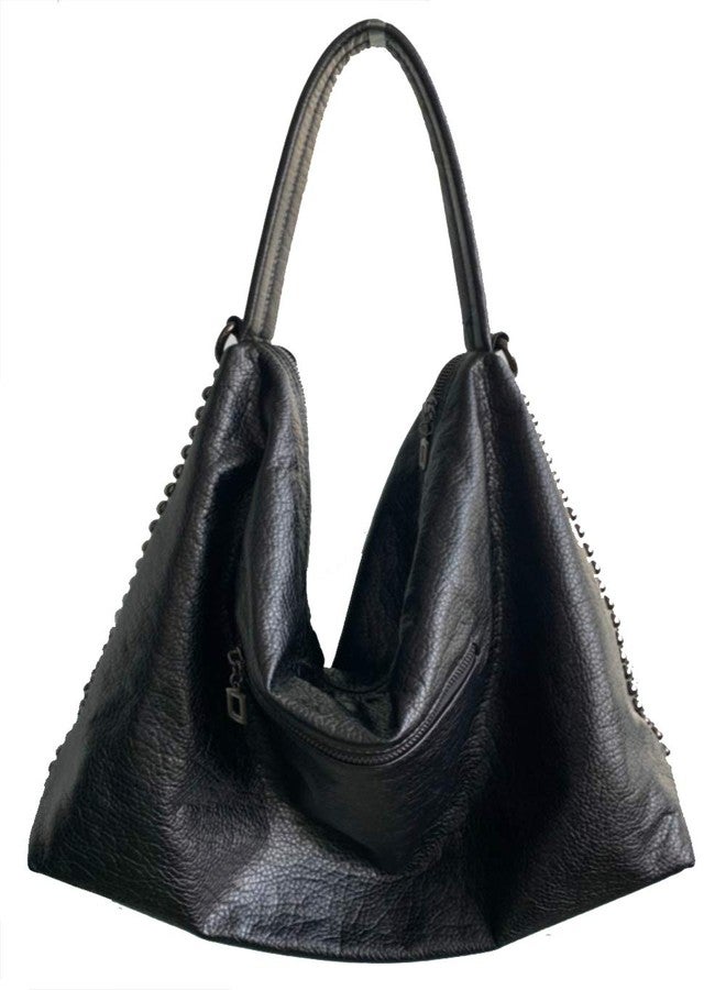 FiveloveTwo Women Rivet Purse Handbag Large Capacity Punk Shoulder Crossbody Bag Tote Satchel - Image 5