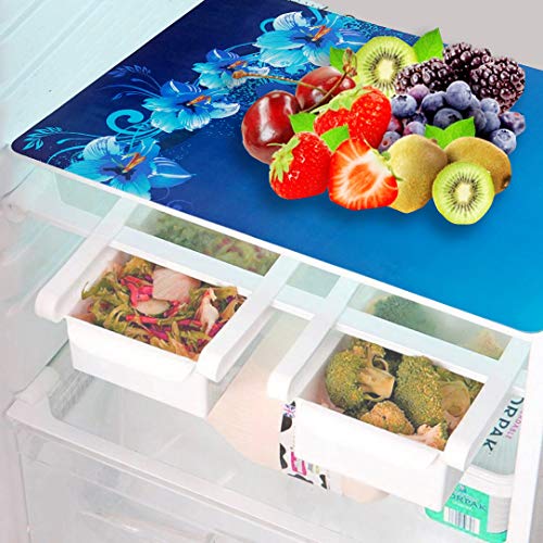 KANUSHI Industries® 1Pc Fridge Cover for Top with 6 Utility Pockets + 4 Fridge Mats (FRI-White-Peacock+M-8-04) - Image 3