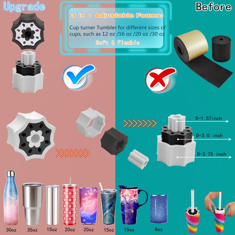 LFSUM Cup Turner for Crafts Tumbler Cup Spinner Machine Kit,Wood Cuptisserie Turner DIY Glitter Epoxy Tumblers with Silent UL Motor Safety Switch 2 Foams Accessories (Simple) - Image 4