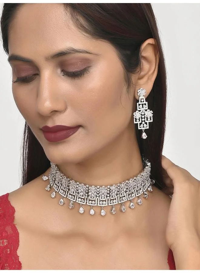 فويلا VOYLLA VoyllaSparkling Elegance Floral Choker Jewelry Set