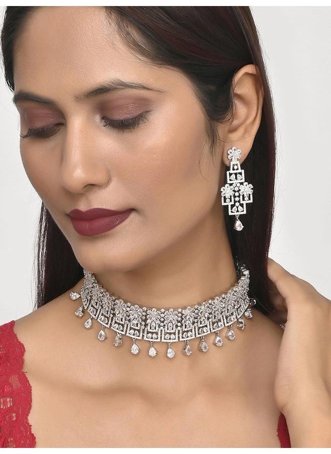 فويلا VOYLLA VoyllaSparkling Elegance Floral Choker Jewelry Set  - Image 5