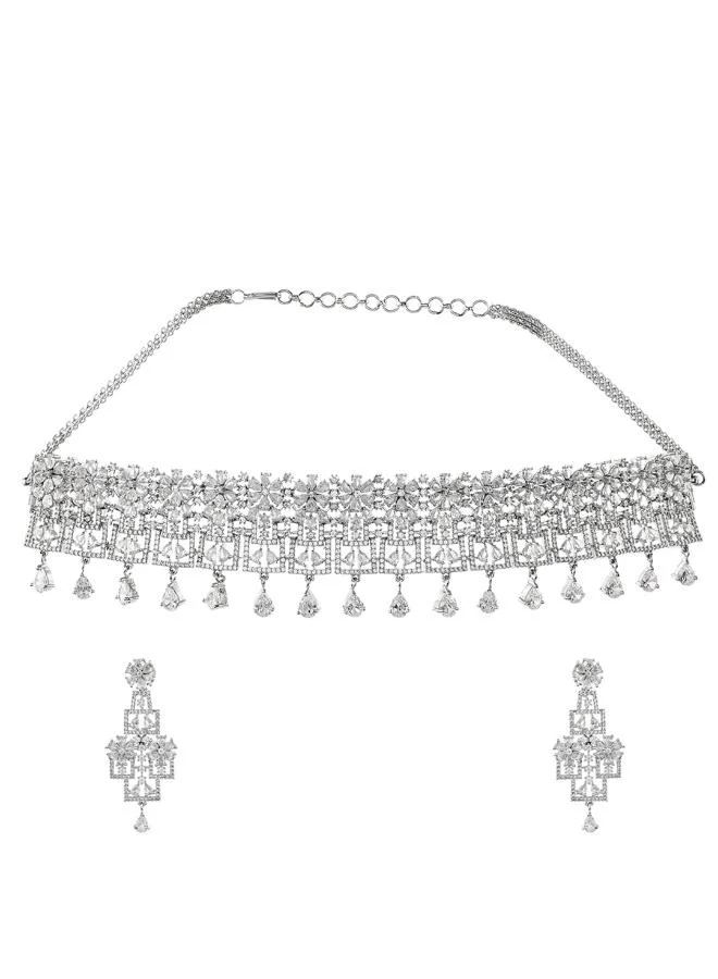 فويلا VOYLLA VoyllaSparkling Elegance Floral Choker Jewelry Set