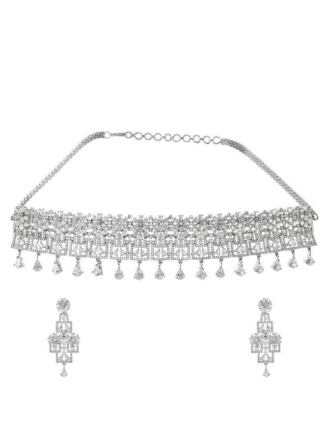 فويلا VOYLLA VoyllaSparkling Elegance Floral Choker Jewelry Set  - Image 3