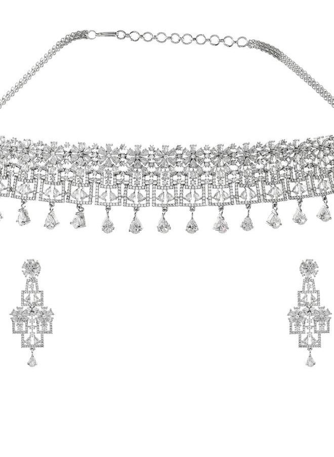 فويلا VOYLLA VoyllaSparkling Elegance Floral Choker Jewelry Set  - Image 2