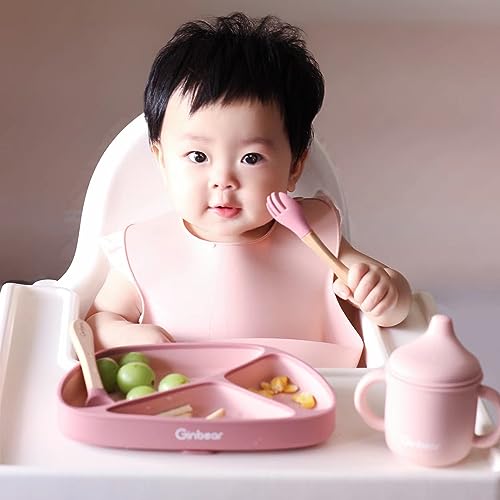 Ginbear Silicone Baby Spoons and Forks Self-feeding 12-18 Months, Soft-Tip Baby Flatware Sets, Toddler Feeding Utensils for Child, 4 Piece Set (Hazy Green/Almond) - Image 4