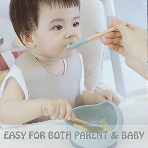 Ginbear Silicone Baby Spoons and Forks Self-feeding 12-18 Months, Soft-Tip Baby Flatware Sets, Toddler Feeding Utensils for Child, 4 Piece Set (Hazy Green/Almond) - Image 5