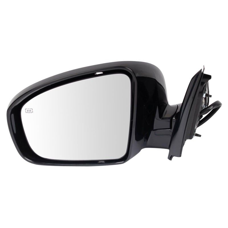 TRQ Driver Side Power Heated Mirror Smooth Black Paint to Match Compatible with 2013 INFINITI JX35 2014 2015 QX60 IN1320133