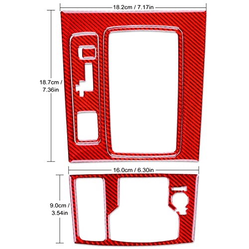 JUPIZEUS Carbon Fiber, Car Gear Shift Panel Cover Decoration Sticker for Mazda 6 2016-2017.5 with Automatic Transmission, Auto Interior Trim, 5PCS, Red - Image 2