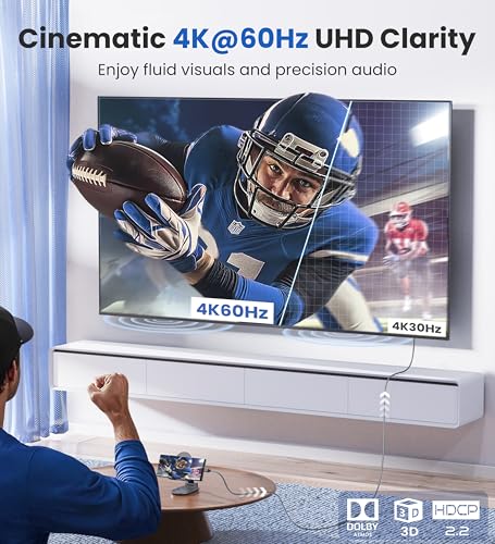 Warrky كابل Warrky USB C إلى HDMI 4K، 15 قدم [مضفر، عالي السرعة] محول Thunderbolt 3 إلى HDMI متوافق مع iPad الجديد، MacBook Pro/Air، iMac، Galaxy S20 S10 S9 S8، Surface، Dell، HP - Image 2