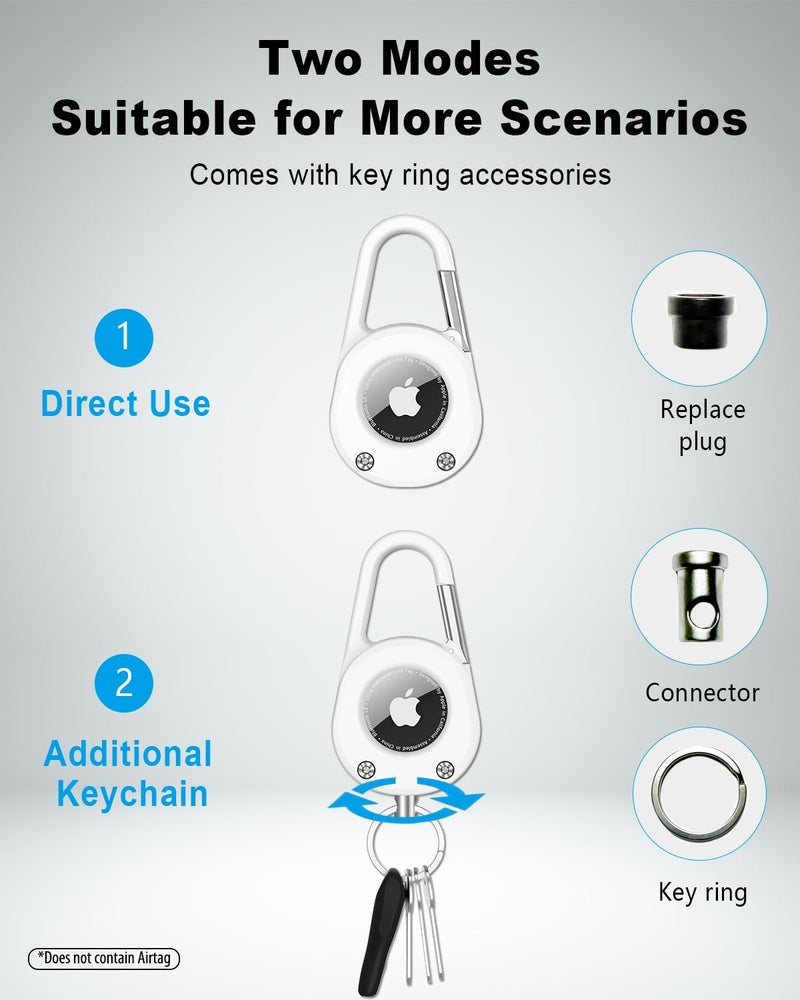 SCALLOP for AirTag Keychain with Carabiner,Thick Hard PC Air Tag Holder,IPX8 Waterproof,Secure Lock,Universal Wheel Key Chain (White 1 Pack) - Image 4