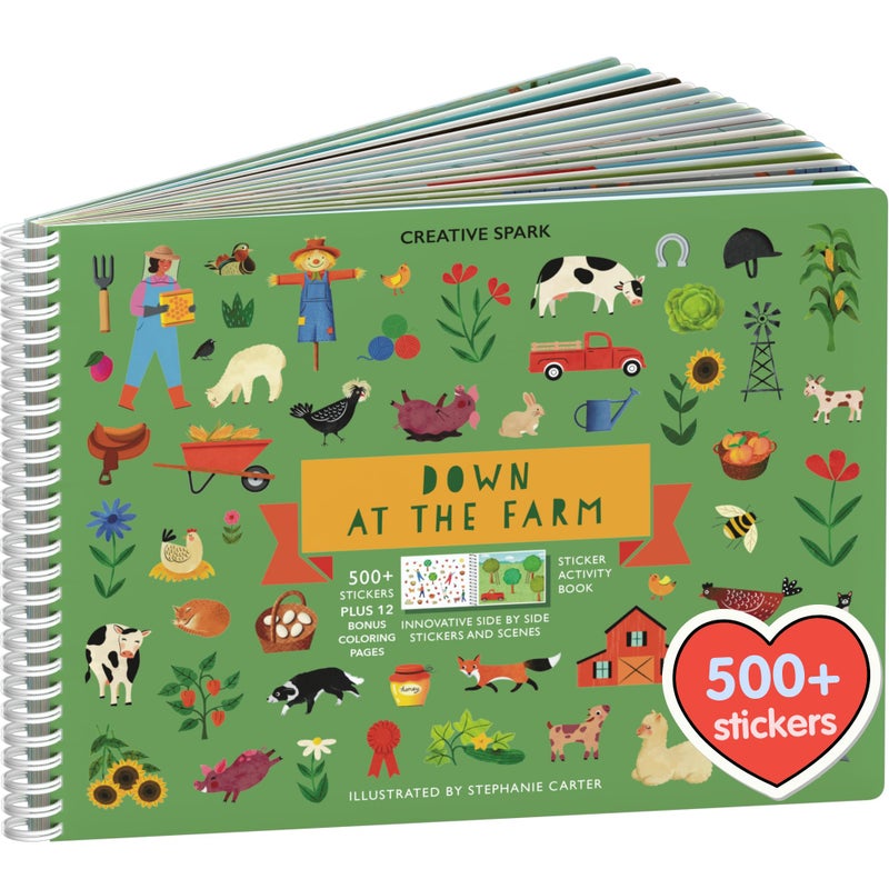 Cupkin Farm Animal Sticker Book Activity for Kids, Toddler Airplane Travel Essentials, 500+ Horse Stickers for Kids + 12 Scenes + 12 Coloring Book Pages, Cow Lover Children's Gift, Crafts Ages 2-8 - Image 1