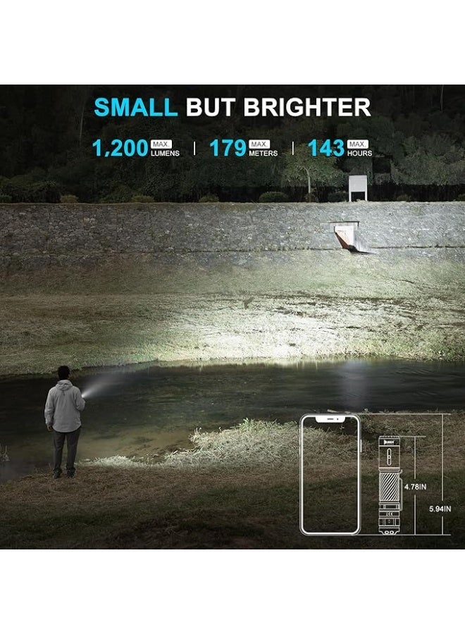 WUBEN C3 Flashlight Rechargeable 1200 Lumen LED Rechargeable Torch Light 6 Modes, Tactical Flashlight Water Resistant, Best for Camping, Outdoor, Emergency, Easy Carry, Tool Gifts for Men (Army Green) - Image 2