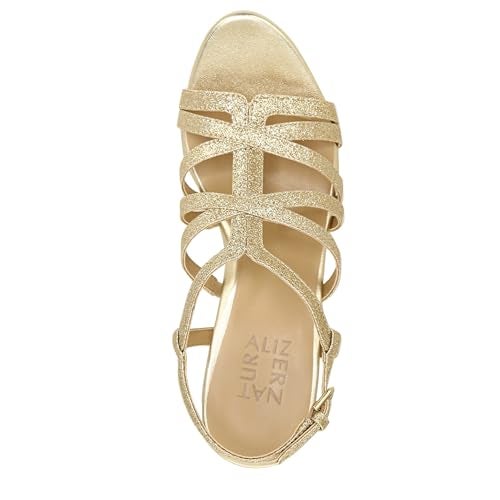 Naturalizer Womens Baylor Heeled Sandal Gold Glitter 9 M - Image 5