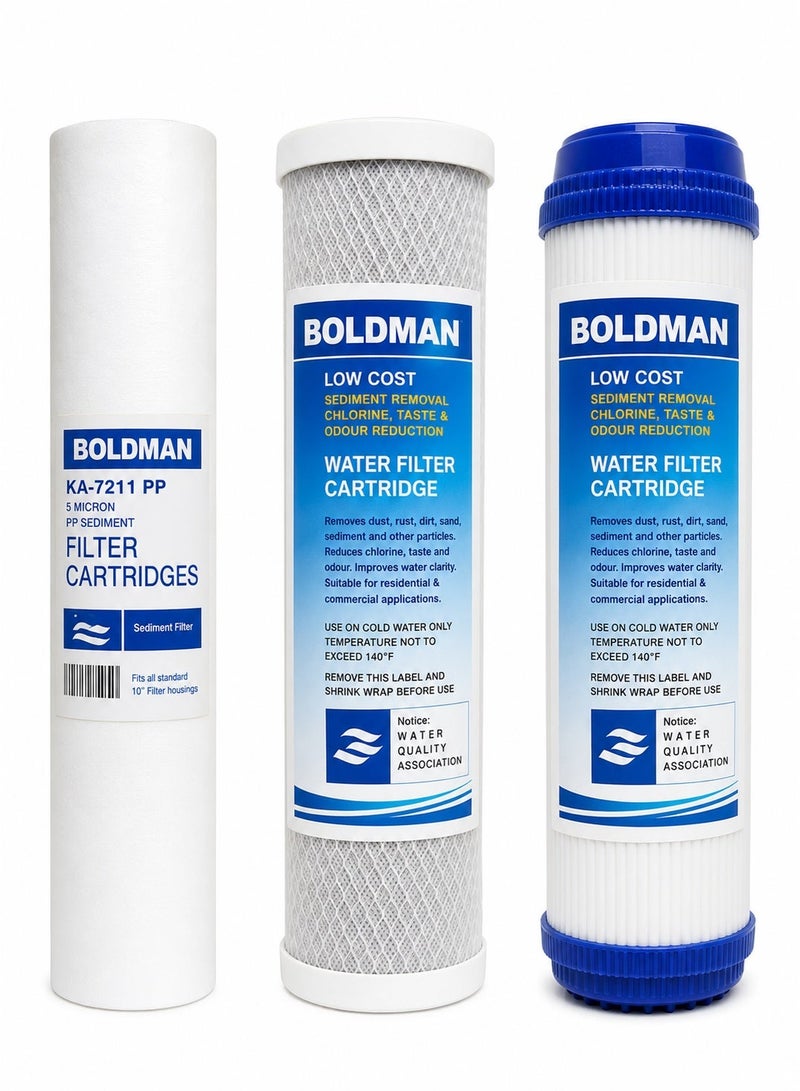 BOLDMAN 3-Stage High Capacity Whole House Water Filter Replacement Cartridge Set for Essence Series RO Systems - Image 1