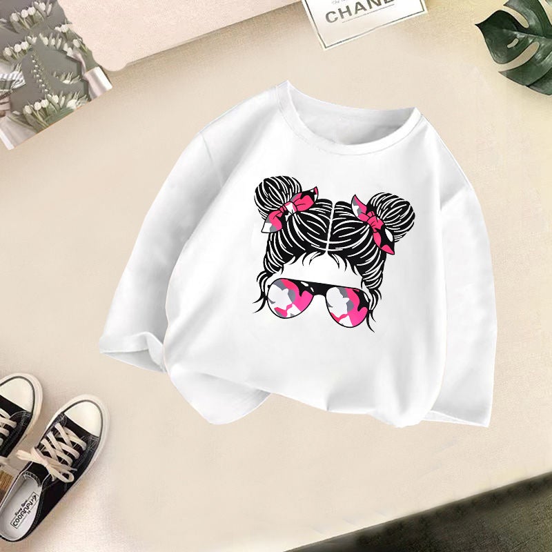 Cross-border Girls' Long-sleeved T-shirt 2024 New Style Children's Spring and Autumn Loose Top Girls' Inner Wear Foreign Trade Children's Wear - Image 1