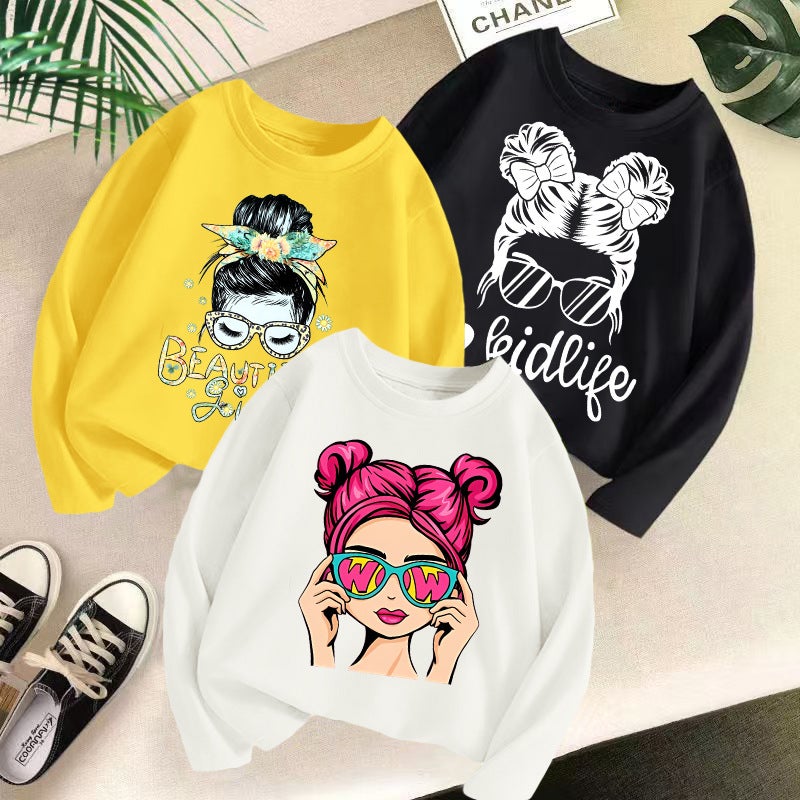 Cross-border Girls' Long-sleeved T-shirt 2024 New Style Children's Spring and Autumn Loose Top Girls' Inner Wear Foreign Trade Children's Wear - Image 3