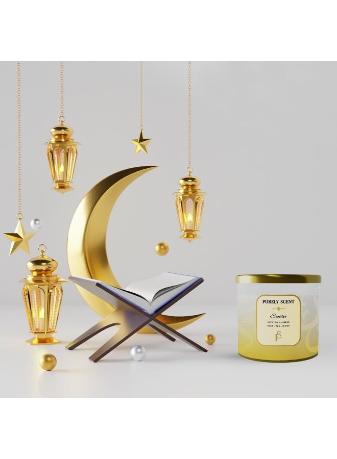 PURELY SCENT Mint Tea & Lemon Soy Wax Scented Candle – Sunrise | 100% Pure Soy & Vegetable Wax | 92-Hour Burn Time - Image 4