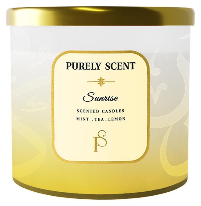 PURELY SCENT Mint Tea & Lemon Soy Wax Scented Candle – Sunrise | 100% Pure Soy & Vegetable Wax | 92-Hour Burn Time - Image 1