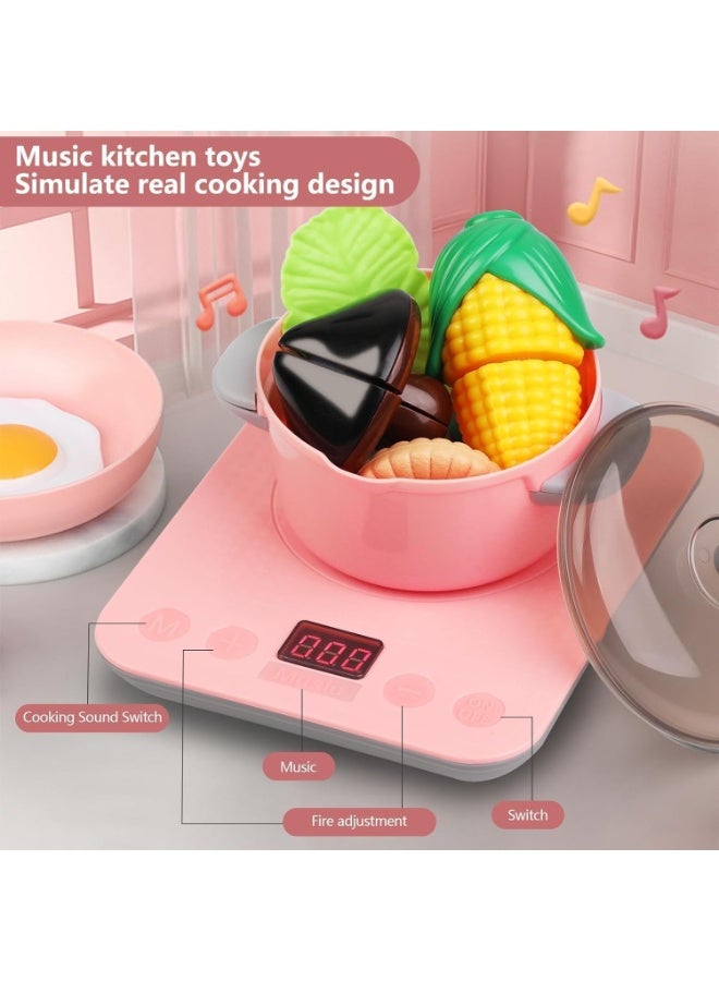 Womdee Kids Play Kitchen Toys Accessories, Womdee Kids pretend kitchen Toy set, 54Pcs Toddler Cooking Playset with Play Pots Pan - Learning Gift for Girls Boys - Image 2