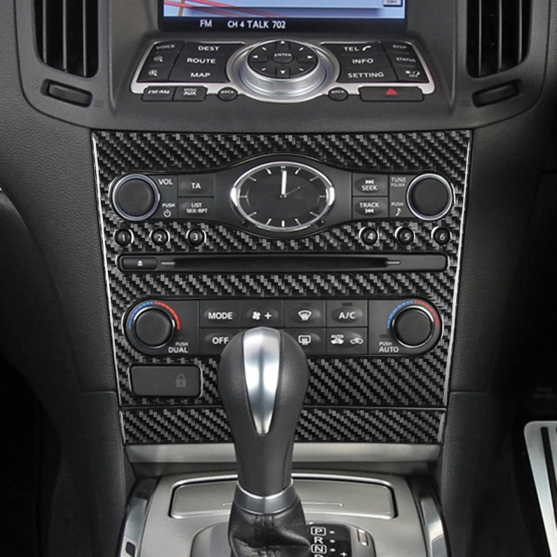 UOADA 2pcs Radio Console Panel Carbon Fiber Sticker Cover Kit AC Button Frame for Infiniti G37 20082013 G35 200708 G25 2011 2012 Q60 2014 2015 Style B