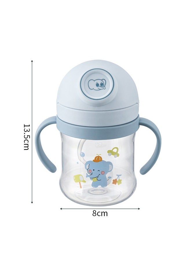 Bebiland - Sippy Cups for Toddlers, 250ML, 360° Water Leak Proof Weighted Straw Cup with Handle Water Bottle Soft Spout Learner Cup with Graduated Anti-choking Handle Water Bottle Drop-resistant Cup (Elephant) - Image 1