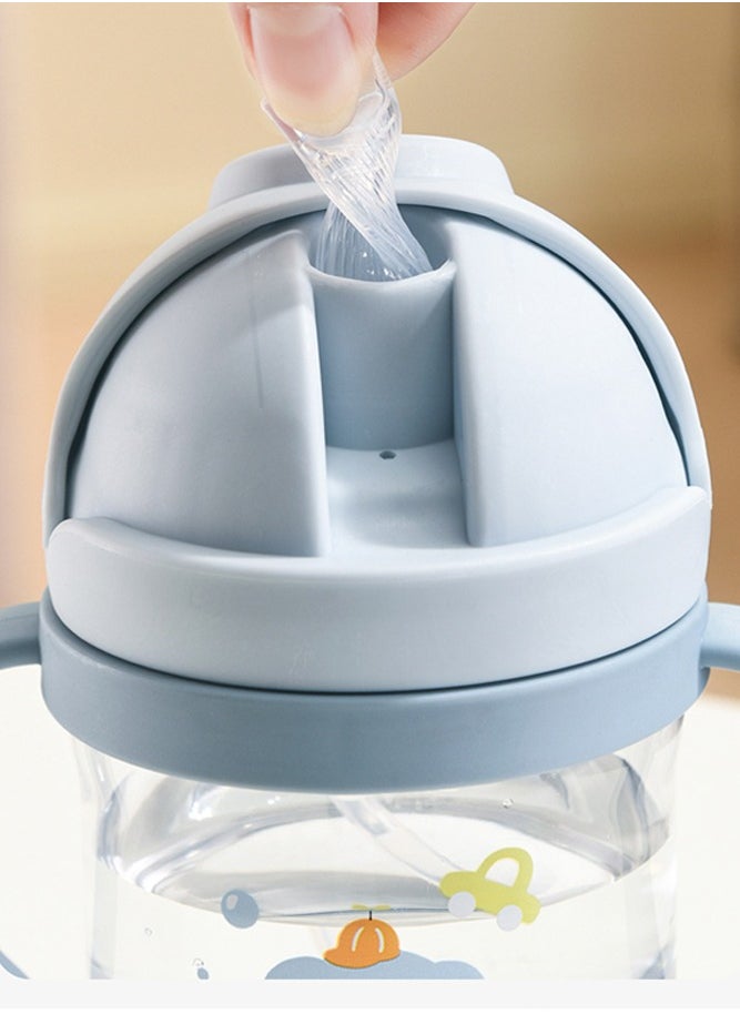 Bebiland - Sippy Cups for Toddlers, 250ML, 360° Water Leak Proof Weighted Straw Cup with Handle Water Bottle Soft Spout Learner Cup with Graduated Anti-choking Handle Water Bottle Drop-resistant Cup (Elephant) - Image 1