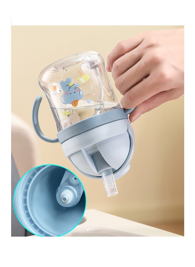 Bebiland - Sippy Cups for Toddlers, 250ML, 360° Water Leak Proof Weighted Straw Cup with Handle Water Bottle Soft Spout Learner Cup with Graduated Anti-choking Handle Water Bottle Drop-resistant Cup (Elephant) - Image 1