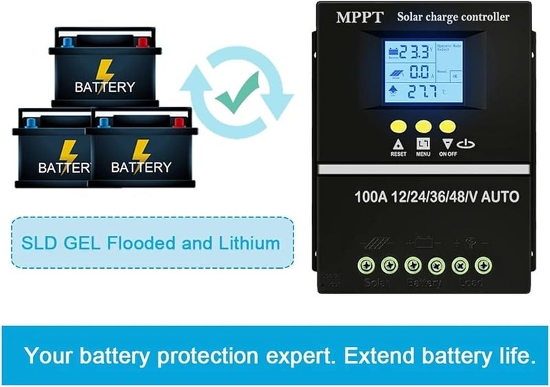 100A MPPT Solar Charge Controller 12V 24V 36V 48V For Lead Acid Lithium Battery Regulator - Image 5