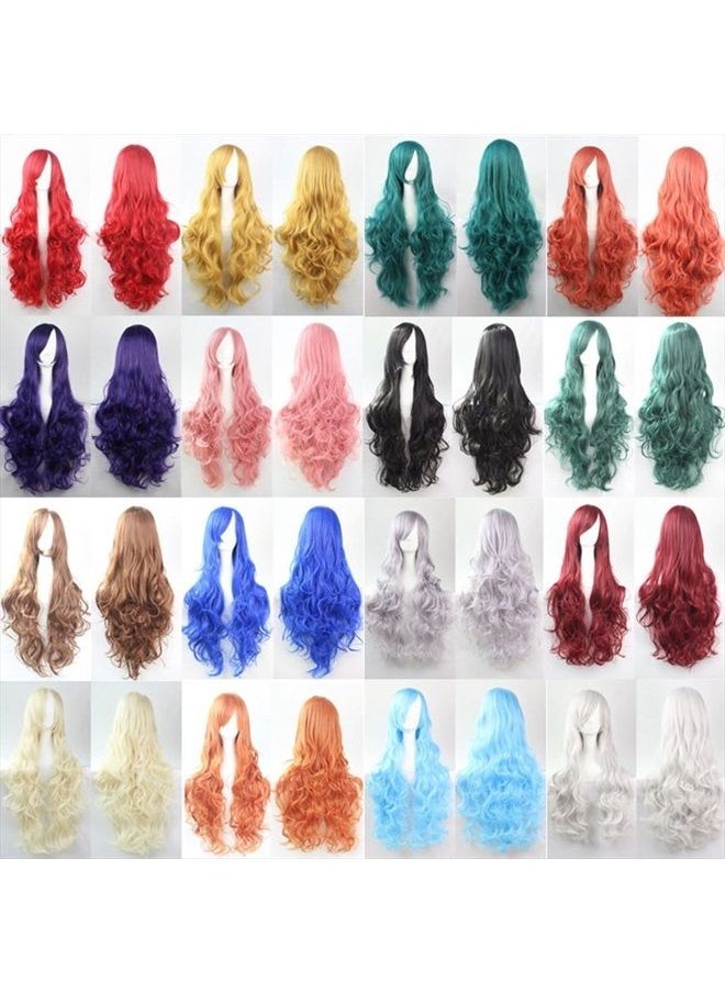 Prettybuy - 32" 80cm Long Hair Spiral Curly Wavy Synthetic Hair Cosplay Costume Wig Women (white) - Image 1