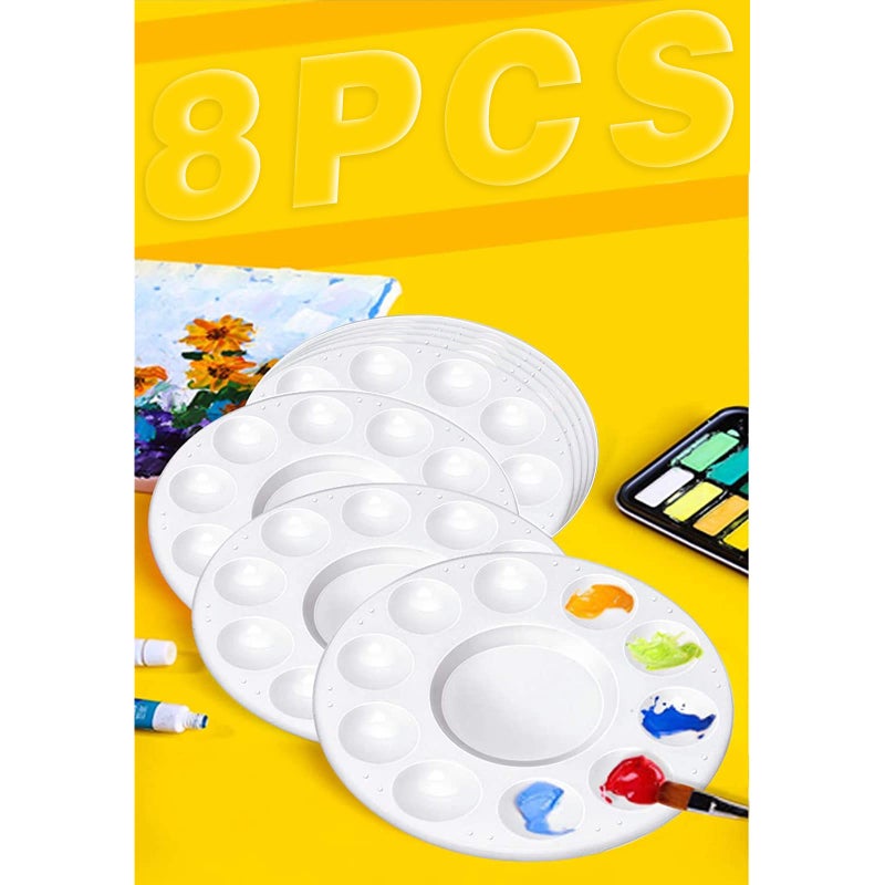WNATN 8pcs Paint Tray Palettes, Plastic White Palettes for Kids & Students,Paint Tray for Art Class,Craft DIY or Have a Birthday Painting Party - Image 2