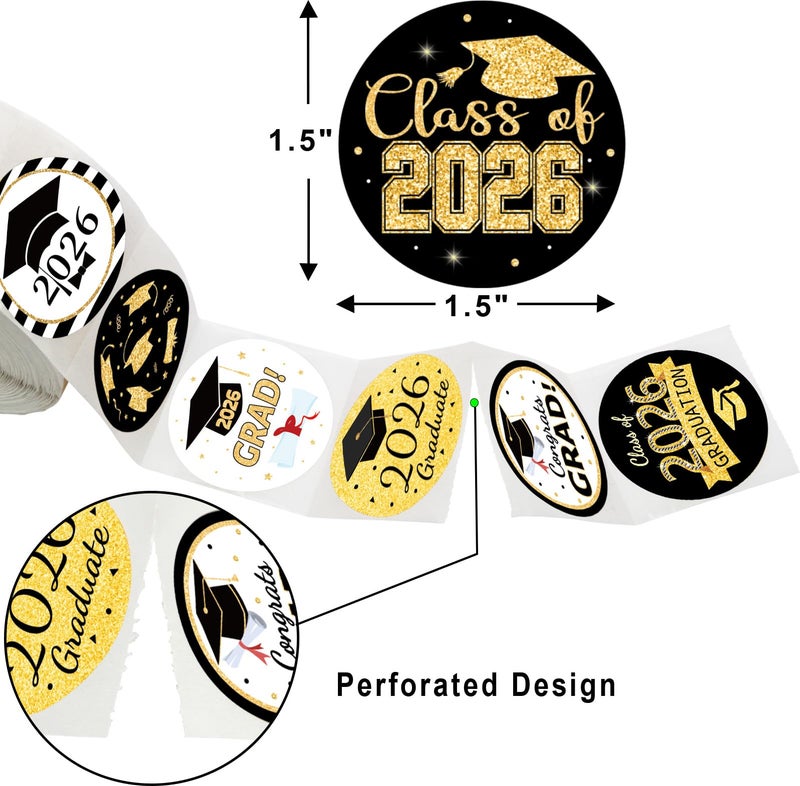Fancy Land Graduation Stickers Class of 2025 500Pcs Perforated Roll Sticker Congrats Graduation Labels Grad Party Supply 1.5 Inch - Image 2