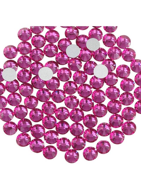 1440Pcs Flat Back Crystal Rhinestones Round Gems For Nail Art And Craft Glue Fix,Fuchsia,Ss3,1.21.4Mm