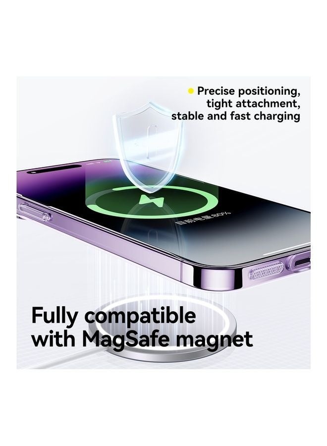 Captaintech iPhone 15 Pro Max 6.7 Inch Magsafe Slim Thin Magnetic Yellowing-Resistant Shock Absorption Anti-Scratch And Hard Back Crystal Cell Phone Case Clear - Image 3