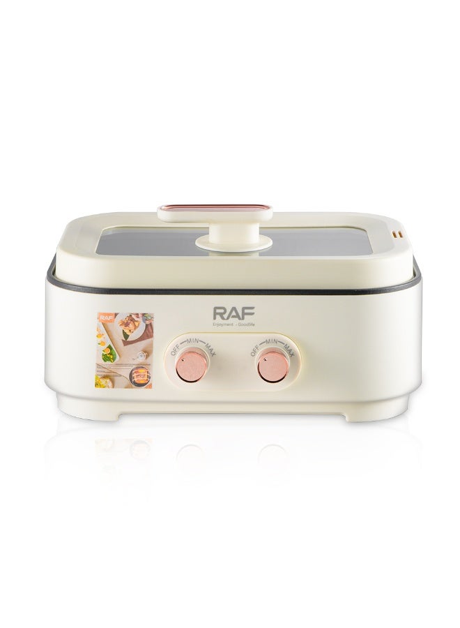 آر إيه أف وعاء تسخين كهربائي 2 في 1 من RAF - 2000 واط مع منطقتي تسخين مزدوجتين (1000 واط + 1000 واط)، وعاء طهي مزدوج النكهة سعة 6 لتر مع تسخين سريع، وعاء غير لاصق سهل التنظيف، مثالي للشواء، شابو شابو، الحساء واليخنات - Image 1