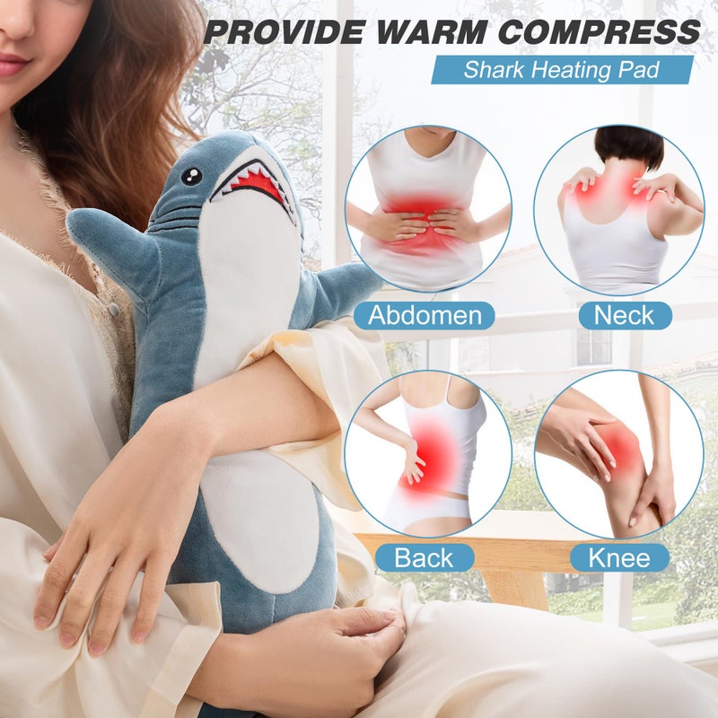 HOTHUGZ Shark Heating Pad for Cramps & Menstrual Pain Relief, Cute Stuffed Animal Electric Heating Pad, USB Powered Heated Plush Toy, Portable Warm Cushion, Spring Gift for Women Teen Girls - Image 2