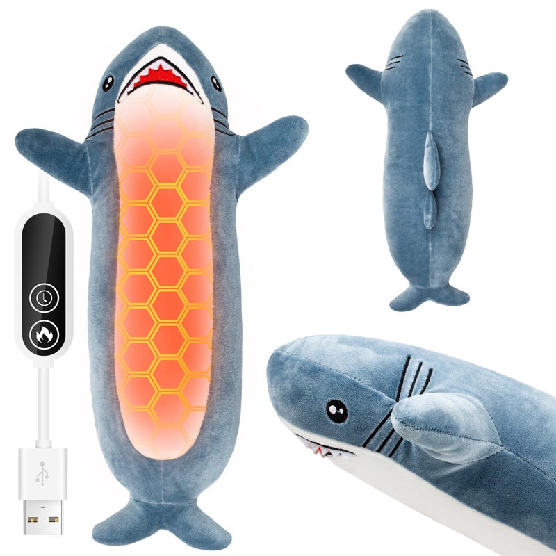 HOTHUGZ Shark Heating Pad for Cramps & Menstrual Pain Relief, Cute Stuffed Animal Electric Heating Pad, USB Powered Heated Plush Toy, Portable Warm Cushion, Spring Gift for Women Teen Girls - Image 1