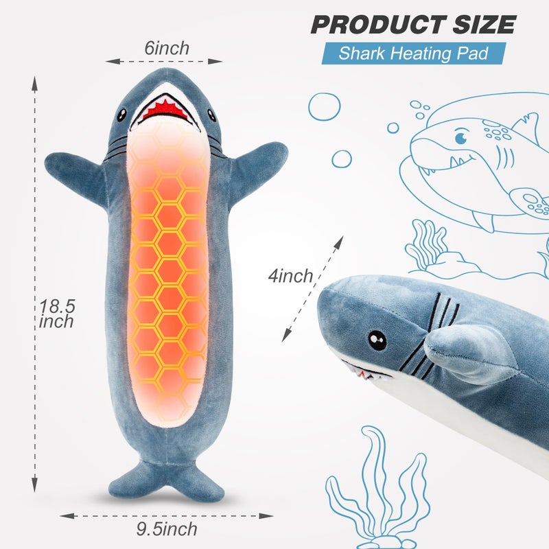 HOTHUGZ Shark Heating Pad for Cramps & Menstrual Pain Relief, Cute Stuffed Animal Electric Heating Pad, USB Powered Heated Plush Toy, Portable Warm Cushion, Spring Gift for Women Teen Girls - Image 5