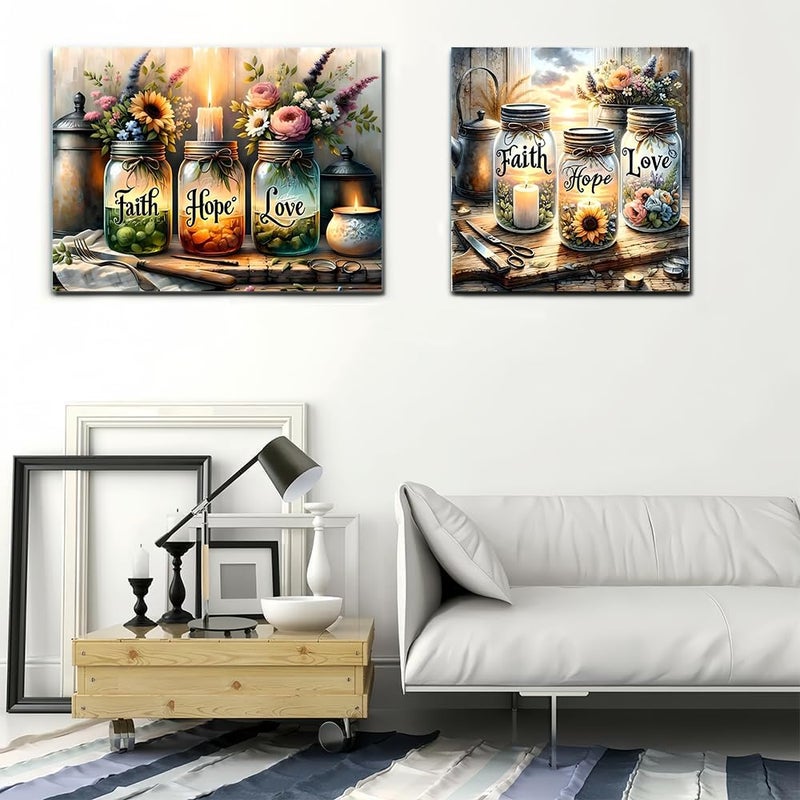 NEGEKFKX 2 Pack Faith,Hope,Love Paint by Numbers Kit for Adults Beginner with Framed,Easy Adult Paint by Number Kits on Canvas DIY Painting for Beginners Art by Numbers for Home Wall Decor 10x12 Inch - Image 2