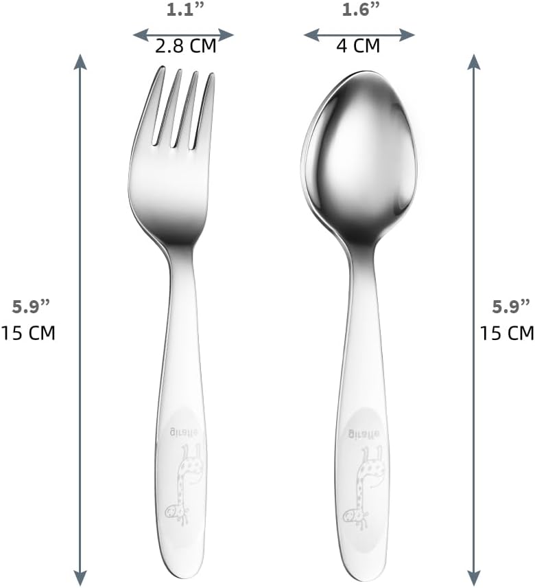 FUNNUO 4-Piece Kids Utensils Set - Stainless Steel Training Forks & Spoons with Rounded Edges | Self-Feeding Kid Tableware Set for 2+ Years and Preschoolers | Dishwasher Safe - Image 2
