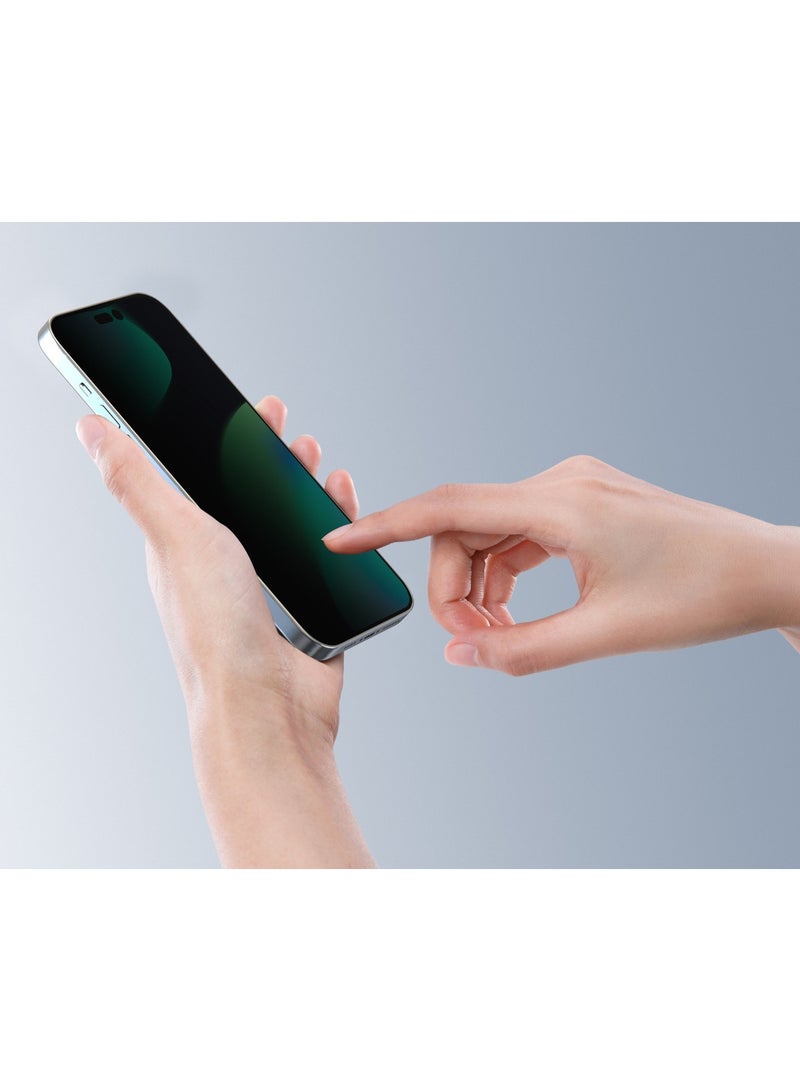 ديفيا حماية  شاشة  ايفون 14 – الخصوصية زجاج مقوى CSG عالي الألومنيوم 9H بتركيب تلقائي, استيكر حماية لقافه بمعيار عسكرية ضد الخدوش والكسر, وضوح عالي, طبقة طاردة للماء والزيت - Image 5