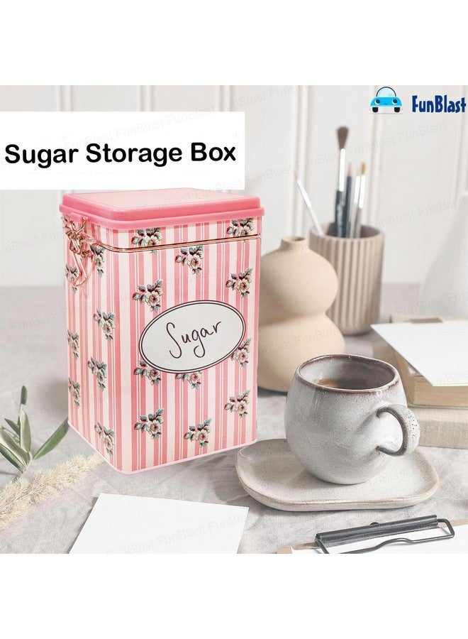 FunBlast صناديق تخزين الشاي والسكر من فن بلاست - منظم تخزين متعدد الاستخدامات من الصفيح لملحقات المنزل والمطبخ، مجموعة برطمانات لتخزين المنزل والمطبخ، حاوية دبا - 1000 مل (سكر) - Image 2