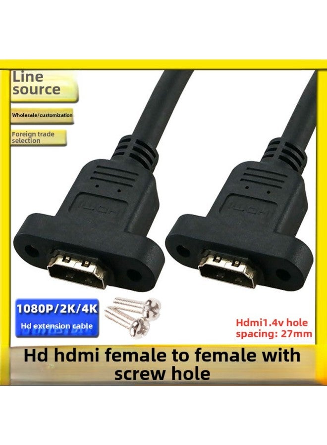 HDMI Male To Female With Ears Left And Right Up And Down 90 Degree Elbow Hdmi HD Extension Cord With Screw Hole Fixed 4K-Color: HDMI Female-to-female With Screw Hole-Line Length:0.3m - Image 1