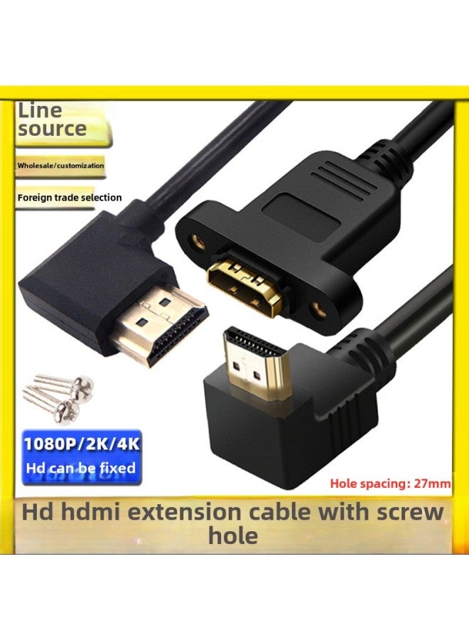 HDMI Male To Female With Ears Left And Right Up And Down 90 Degree Elbow Hdmi HD Extension Cord With Screw Hole Fixed 4K-Color: HDMI Female-to-female With Screw Hole-Line Length:0.3m - Image 2