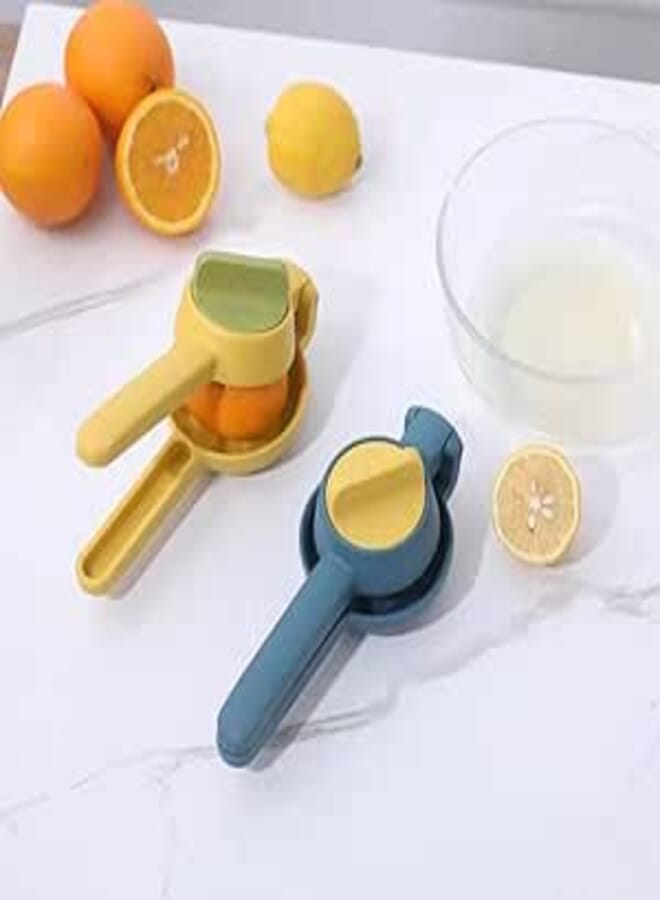 Spaceshoop Generic Dual-Action Citrus Press Lemon Lime Orange Juicer, No Pulp or Seeds, Heavy Duty Manual Hand Juicer Press, Fruit Squeezer (Blue or Yellow)