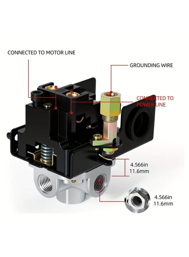 Four Holes Air Compressor Pressure Valve Switch Manifold Regulator Instrument Set - Image 5